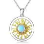 Opal Moonstone Necklace for Women Star Moon Sun Necklace 14k gold plated Choker S925 Sterling Silver You Are My Sunshine Double Circle Pendant Dainty Jewelry Girls Gifts