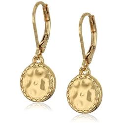 Napier ''Classics'' Gold-Tone Hammered Disk Drop Earrings