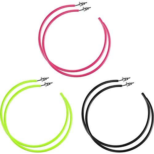 3 Pairs Women Fashion Retro Neon Earrings for 80s Party or Retro Costume Party (Loop Earings)