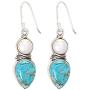 andy cool Premium Quality Fashion Earrings for Women,Exquisite Faux Turquoise Pearl Hook Earrings Women Party Jewelry Birthday Gift - Silver