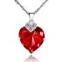 Uloveido White Gold Plated Crystal Heart Wedding Jewelry Set Women Necklace Earrings and Rings Set for Bridal Girls Anniversary Birthday Gift T213
