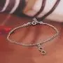 Vanbelle Sterling Silver Jewelry Beaded Multi Layer Chain Bracelet & Hanging Infinity Charm with Cubic Ziconia Stones and Rhodium Plated for Women and Girls