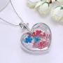 YAZILIND Platinum Plated DIY Dried Flower Heart Lockets Pendant Chain Necklace Jewelry Gift