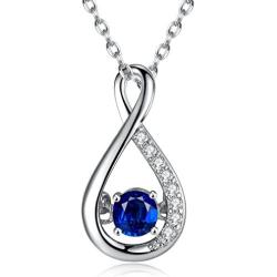 Caperci Sterling Silver Gemstone Infinity Pendant Necklace - Valentines Day Jewelry Gifts for Her