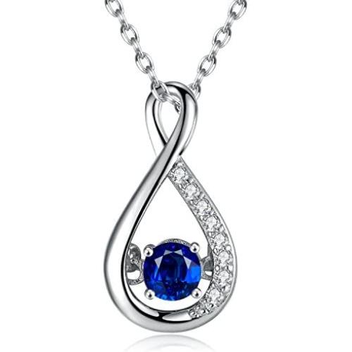 Caperci Sterling Silver Gemstone Infinity Pendant Necklace - Valentines Day Jewelry Gifts for Her