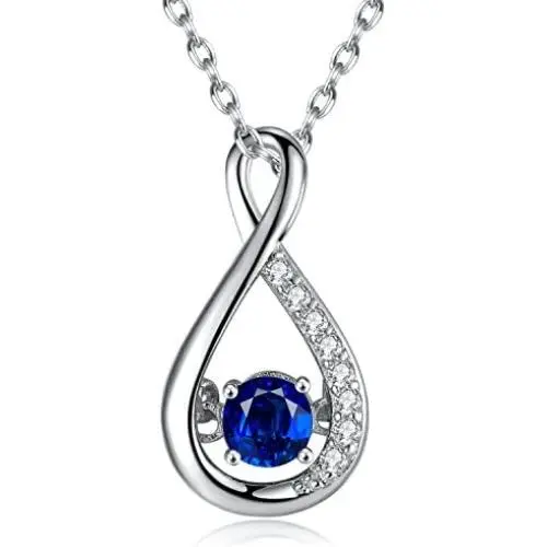 Caperci Sterling Silver Gemstone Infinity Pendant Necklace - Valentines Day Jewelry Gifts for Her