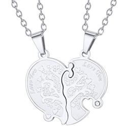 U7 Couples Necklace Stainless Steel Gold Color Custom Cat Yin Yang/Heart Puzzle BFF Friendship/Mother Daugther/His and Her Matching Set Necklaces for Men Women