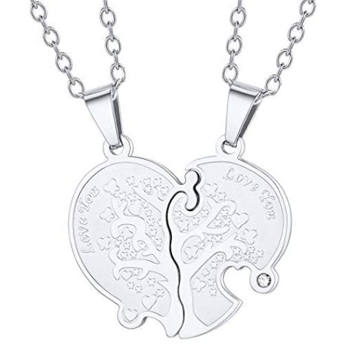U7 Couples Necklace Stainless Steel Gold Color Custom Cat Yin Yang/Heart Puzzle BFF Friendship/Mother Daugther/His and Her Matching Set Necklaces for Men Women