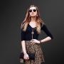 Yaomiao Leopard Print Jewelry Set Leopard Bracelet Faux Leather Dangle Earrings Long Tassel Pendant Necklace Headband Head Wrap