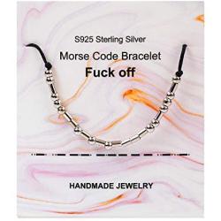 Morse Code Bracelet Sterling Silver Beads Inspirational Bracelets for Women Personalized Encouragement Jewelry for Her