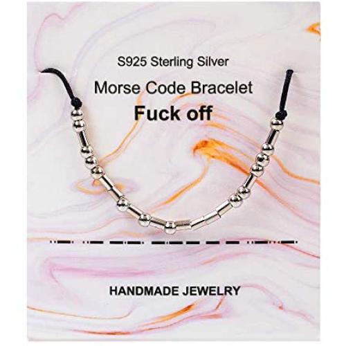 Morse Code Bracelet Sterling Silver Beads Inspirational Bracelets for Women Personalized Encouragement Jewelry for Her