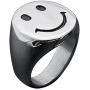 IDesign Smiley Face Ring chunky Gold White Silver Signet Ring, Stainless Steel Asthetic Cool Rings For Egirl Eboy Handmade Rings Dainty Statement Ring For Women Men