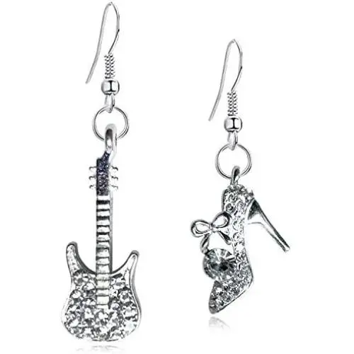 DAMLENG Unique Chic Charm Shine Sparkly Crystal Glass Shoes Guitar Dangle Drop Earrings for Women Girls Fashion Statement Jewelry Gifts DAMLENG Unique Chic Charm Shine Sparkly Crystal Glass Shoes Guitar Dangle Drop Earrings for Women Girls Fashion Statement Jewelry Gifts