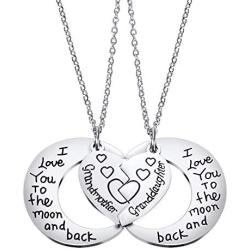 Tatuo 2 Packs Set Necklace Pendant Gift for Grandmother Granddaughter or Godmother Goddaughter I Love You to The Moon and Back Necklace Jewelry for Women (Grandmother Granddaughter)