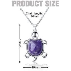CTYBEADS Crystal Longevity Turtle Pendant,Healing Stone Turtle Necklace, Tortoise Clavicle Chain,Mens and Womens Birthstone Jewelry Treatment Balance Chakra Opal Pendant