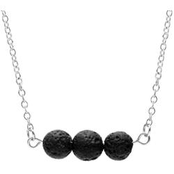 SENFAI Natural Lava-Rock Essential Oil Diffuser Necklace 18'' 3 Tone