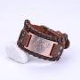 GUNGNEER Norse Vegvisir Wolf Tree of Life Yggdrasil Valknut Rope Knot Brown Leather Bracelet Viking Gift for Men Women Great Amulet