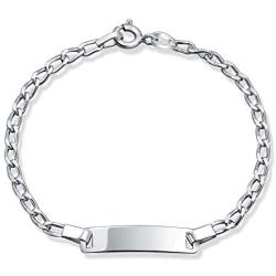 Thin ID Identification Bracelet Curb Cuban Link Engravable Name Plate 925 Silver Sterling Small Wrist 6 Inch Personalize
