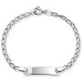 Thin ID Identification Bracelet Curb Cuban Link Engravable Name Plate 925 Silver Sterling Small Wrist 6 Inch Personalize