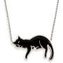 925 Sterling Silver Sleeping Cat Necklace Pet Lover Pendant for Women Handmade Polymer Clay Handcrafted Animal Jewelry, 16.5'' Chain