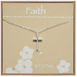 EFYTAL Small Cross Necklace for Women and Girls, Christian Gifts for Easter, First Communion, Confirmation, Baptism, Sterling Silver Dainty, Tiny Pendant Jewelry, Religious Gift for Catholic Birthday
