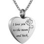 Cremation Urn Ashes Necklace, No longer by my side.but forever in my heart,Stainless steel memorial pendant Waterproof memorial pendant