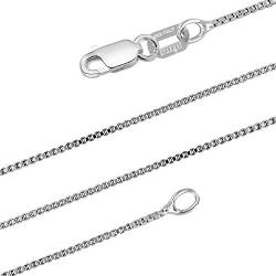 MIZZE Made for Luck 18''-20''-22''-24'' Length 1 MM Italian Sterling Silver Box Chain with Lobster Or Spring Ring Clasp for Men/Women, Nickel Free & Rhodium Plated and Includes Jewelry Care Kit