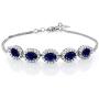 Gem Stone King 925 Sterling Silver Blue Sapphire Gemstone Birthstone Bracelet, 6.14 Ctw, Center Stones: 7X5MM, 7 Inch + 1.5 inch Extender