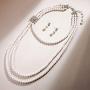EVER FAITH Womens Crystal Cream Simulated Pearl 1920s Gatsby Multilayer Vintage Bridal Jewelry Set with Flower Brooch