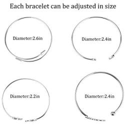 Shareky Women 4pcs Layered Cuff Bangle Bracelet Set Adjustable Stackable Wrap Bangle Open Branch Wire Bangle