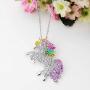 ALoveSoul Silver Tone Little Princess Rainbow Unicorn Pendant Girl Ladies Fashion Necklace Gift for Women