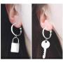 Asymmetric Key Lock Hoop Dangle Earrings Minimalist Geometric Big Circle Round Hook Drop Earring Women Fashion Ear Jewelry