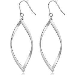 Stainless Steel Rhombic Wave Shaped Simple Plain Dangle Earrings