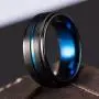 TUSEN JEWELRY Promise Rings 8mm Thin Blue Line Plated Tungsten Ring