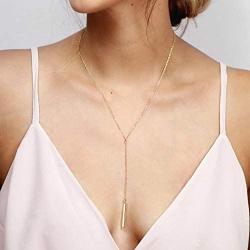 Highven Silver Gold Y Shape Necklace Lariat Necklace for Women Bar Necklace Bar Jewelry for Wife Gift