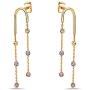 Pori Jewelers 14K Solid Tricolor Gold Diamond Cut Ball And Chain Dangle Earrings - Butterfly Backings - Yellow, White, And Rose Gold