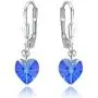 Sterling Silver Dainty Heart Dangle Leverback Earrings Made with Swarovski Crystals