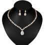 WeimanJewelry White Gold/Gold Plated Women Cubic Zirconia CZ Marquise Teardrop Bridal Tennis Necklace and Drop Earring Set for Wedding Brides