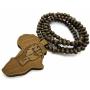 Shiny Jewelers USA Mens Wood Africa MAP FIST African Power Unity Wooden Bead Chain Necklace