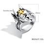 Rinspyre Mens Stainless Steel Egyptian God Anubis Gold Ankh Cross Ring Biker Band
