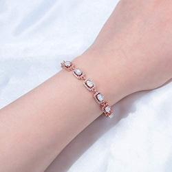CiNily Adjustable Fire Opal Bracelets for Women Girls 18K White Gold/Rose Gold Plated Gemstone Bracelet Opal Jewelry Gifts