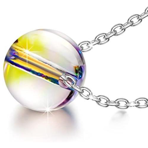 Kate Lynn Gifts for Her Valentines Day ✦Lucky Bead✦ 925 Sterling Silver Necklace Crystals Pendant Necklace for Teen Girls Gifts for Her Birthday with Jewelry Box