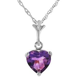 Galaxy Gold 14k 20'' Solid White Gold Heart-shaped Natural 1.15 Carat Purple Amethyst Pendant Necklace