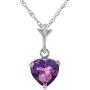 Galaxy Gold 14k 20'' Solid White Gold Heart-shaped Natural 1.15 Carat Purple Amethyst Pendant Necklace
