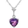 Galaxy Gold 14k 20'' Solid White Gold Heart-shaped Natural 1.15 Carat Purple Amethyst Pendant Necklace