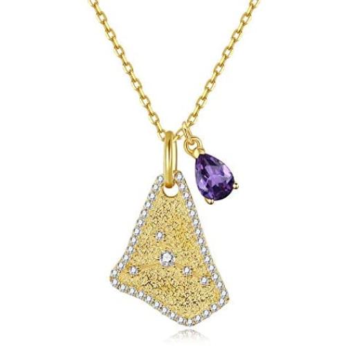 SISMIURRA Zodiac Pendant Necklace 18K Gold Plated 5A CZ Irregular Astrology Constellation Horoscope Jewelry Birthday Gift for Women Girls