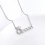 Flyow 925 Sterling Silver White Cz Crown Princess/Queen Pendant Word Charm Necklace for Girlfriend Wife Daughter Granddaughter, 18 Inch + 2 Inch