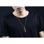 HUANIAN Mens Stainless Steel Coptic Anka Cross Religious Pendant Necklace, 24'' Curb Chain