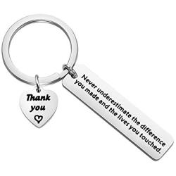 BAUNA Thank You Gift Appreciation Jewelry Never Underestimate The Difference You Made and The Lives You Touched Keychain for Volunteer Social Worker