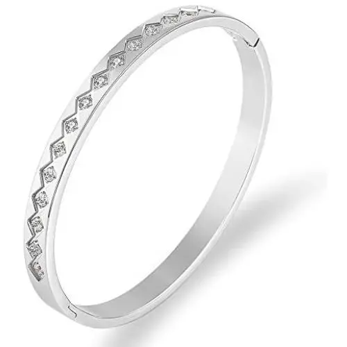 LINFENG Women’s Zircon Stainless Steel Brecelet for Love Polished Cuff Bangle Adjustabl Hinged Bracelets,Perfect Jewelry Gift LINFENG Women’s Zircon Stainless Steel Brecelet for Love Polished Cuff Bangle Adjustabl Hinged Bracelets,Perfect Jewelry Gift